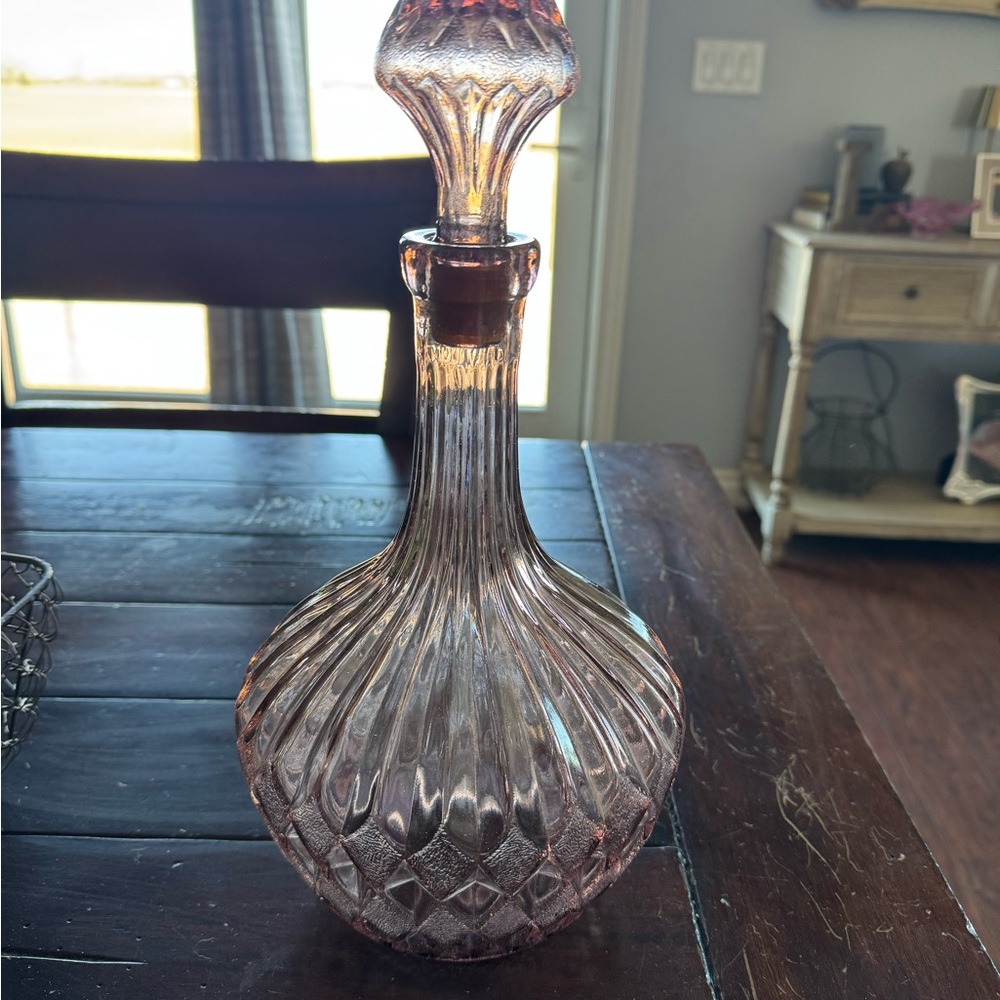 Elegant Pink Glass Decanter